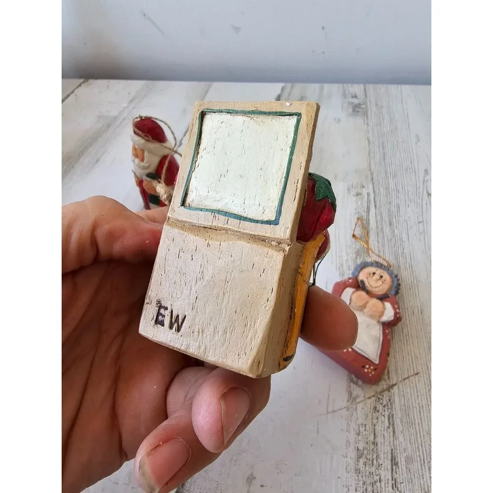 Vintage Eddie Walker knitter sore Santa ornament Mrs Claus knitting knitter Xmas